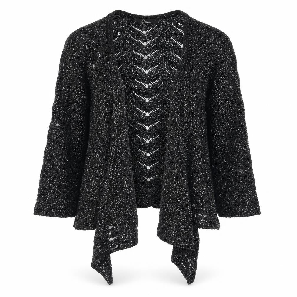 Bonmarché Womens Black V-Neck Acrylic Cardigan Jumper Size S