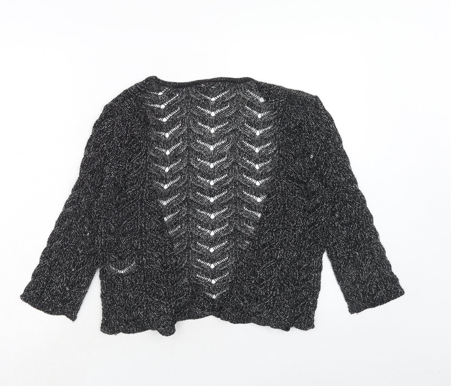 Bonmarché Womens Black V-Neck Acrylic Cardigan Jumper Size S
