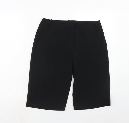 Lime Womens Black Polyester Compression Shorts Size 10 Regular Hook & Eye
