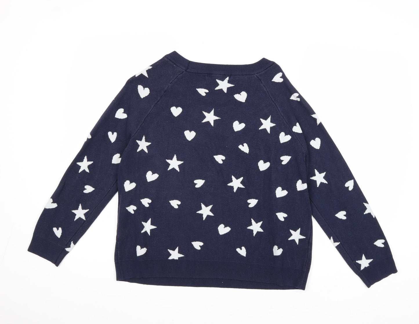 NEXT Womens Blue Geometric Viscose Pullover Sweatshirt Size M Pullover - Love Hearts and Stars