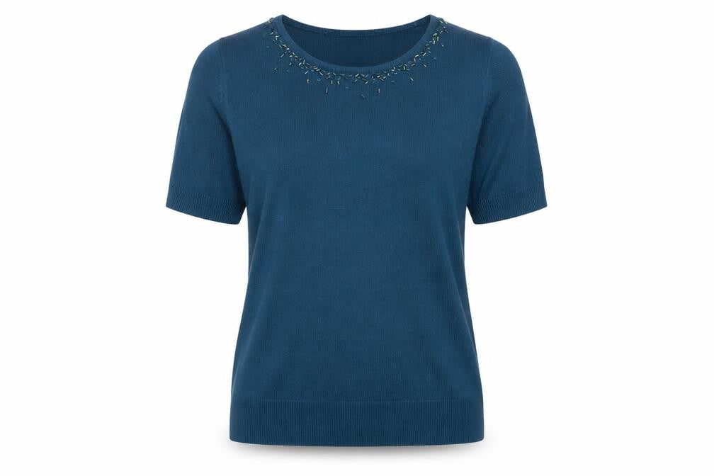 Marks and Spencer Womens Blue Round Neck Acrylic Pullover Jumper Size 8