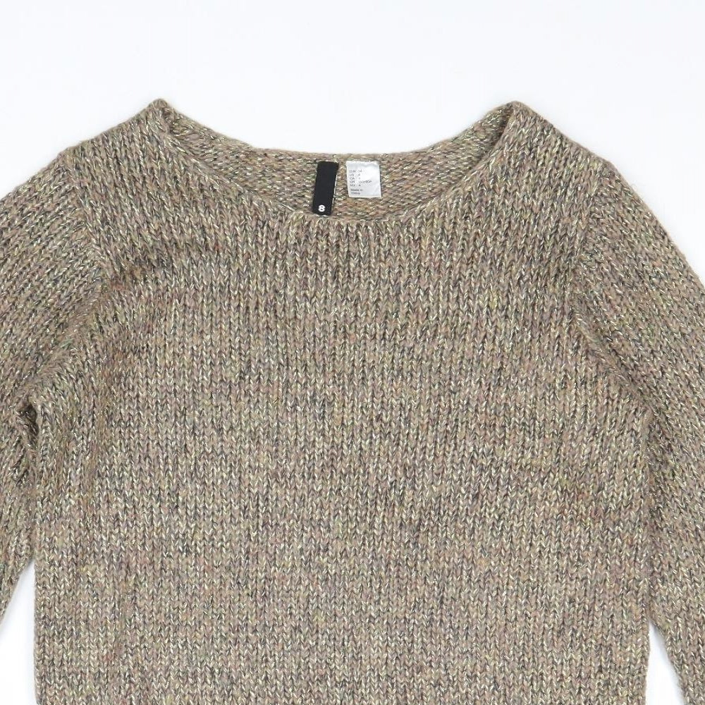 Divided by H&M Womens Gold Round Neck Acrylic Pullover Jumper Size 8