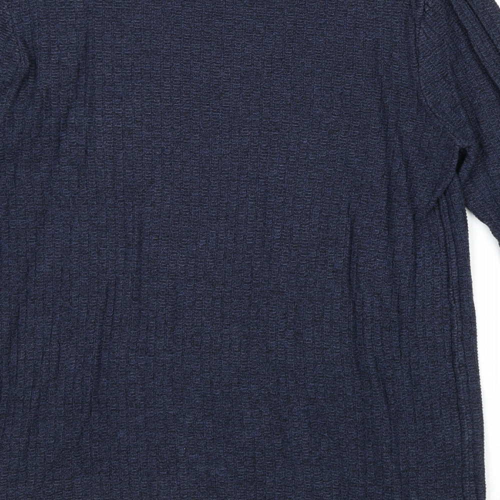 Topman Mens Blue Round Neck Cotton Pullover Jumper Size S Long Sleeve