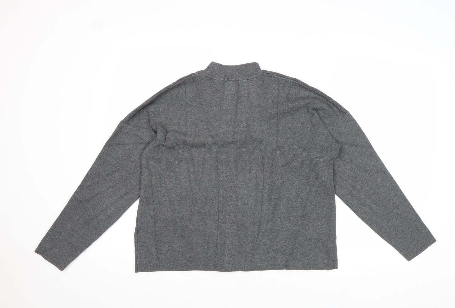 H&M Womens Grey Mock Neck Cotton Pullover Jumper Size S