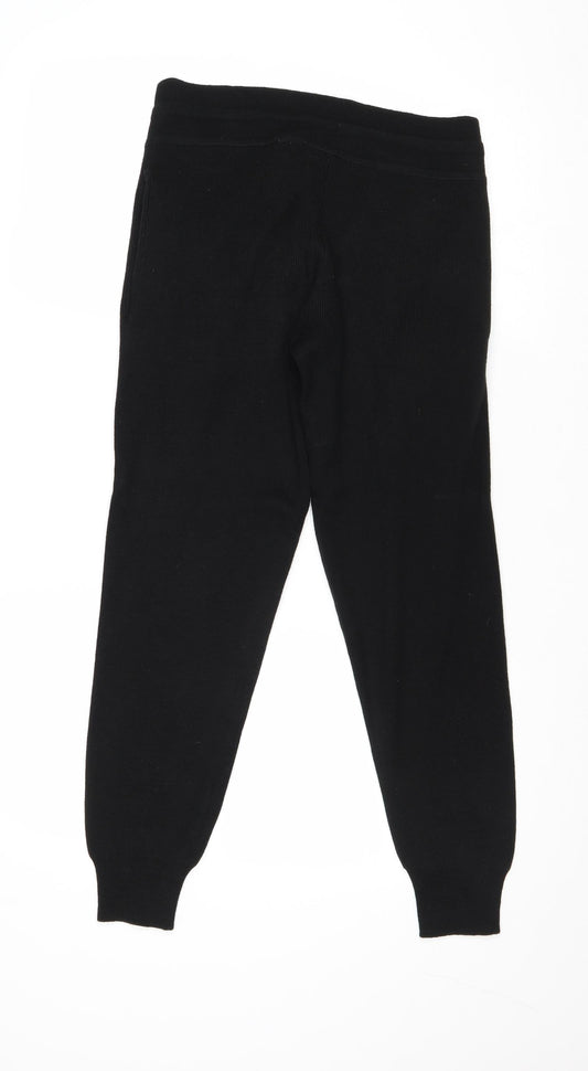 Boohoo Womens Black Acrylic Jogger Trousers Size XS Regular Tie