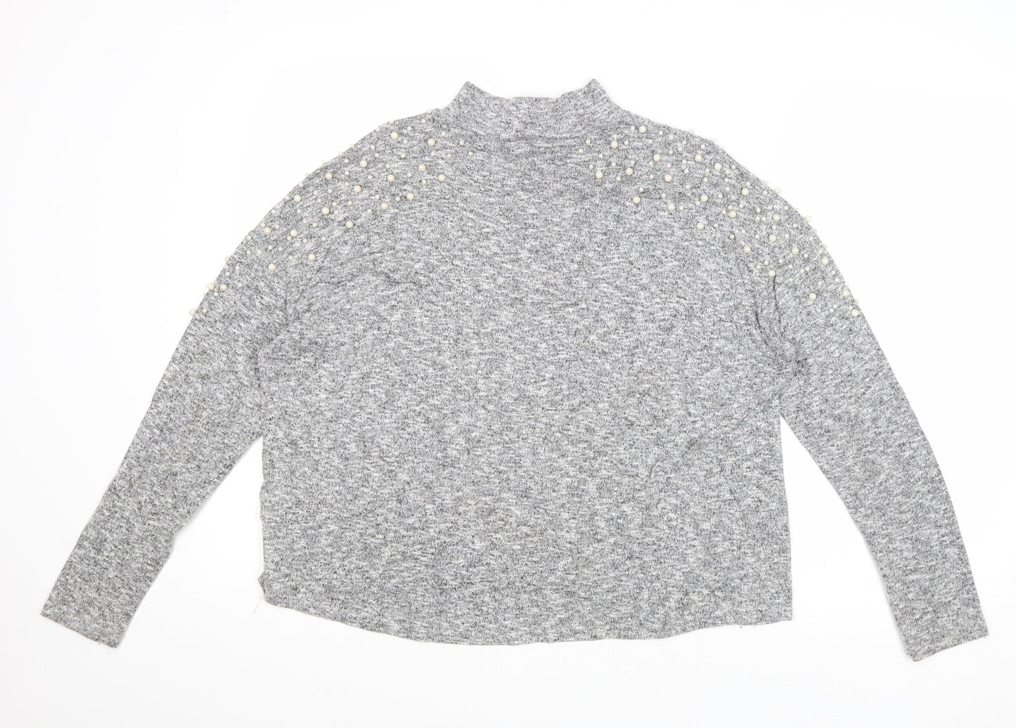 Divided by H&M Womens Grey Mock Neck Polyester Pullover Jumper Size M