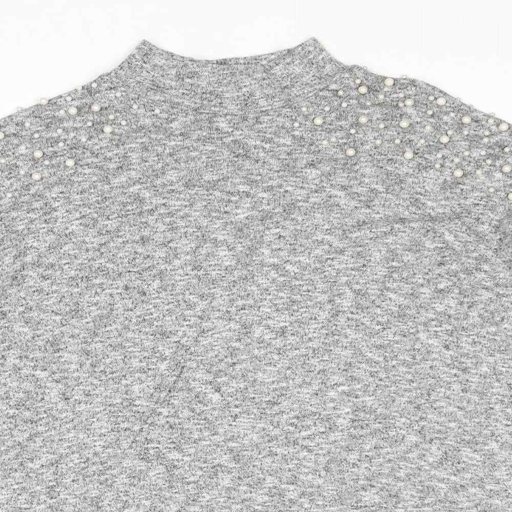 Divided by H&M Womens Grey Mock Neck Polyester Pullover Jumper Size M