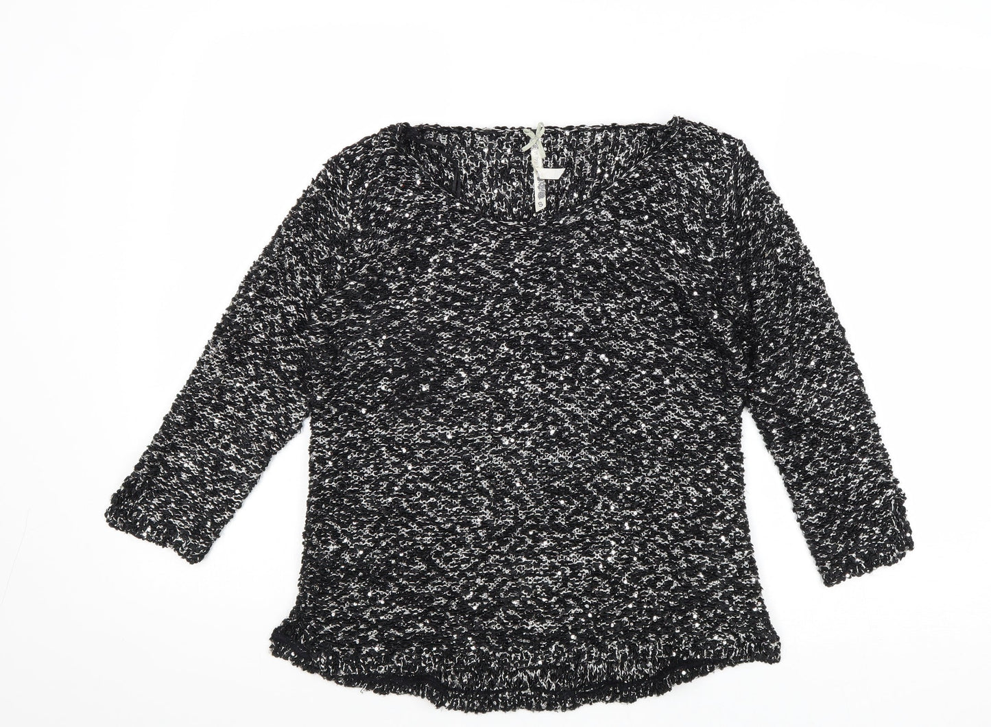 Plaza Italia Womens Black Round Neck Polyester Pullover Jumper Size S