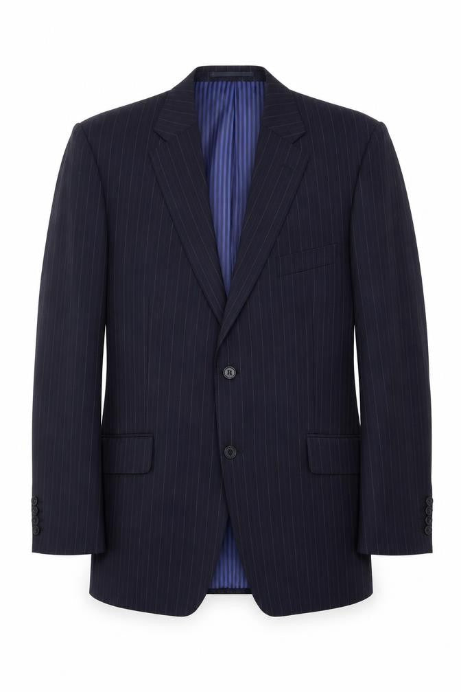 Marks and Spencer Mens Blue Striped Wool Jacket Suit Jacket Size 42 Regular