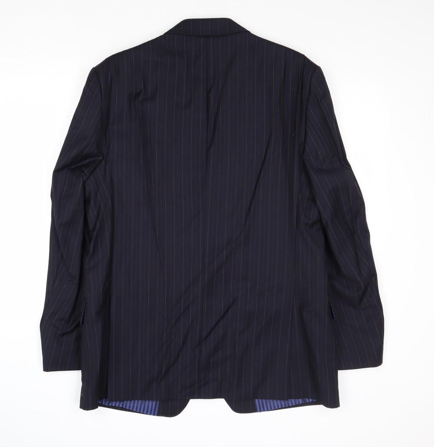 Marks and Spencer Mens Blue Striped Wool Jacket Suit Jacket Size 42 Regular