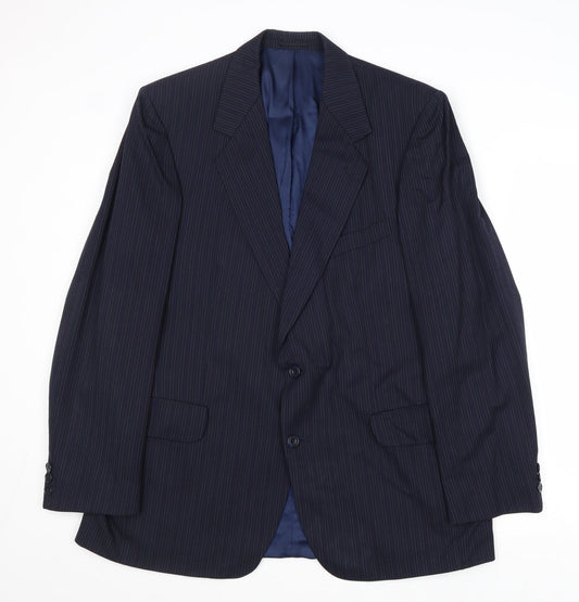 Charles Hobson Mens Blue Striped Wool Jacket Suit Jacket Size 40 Regular