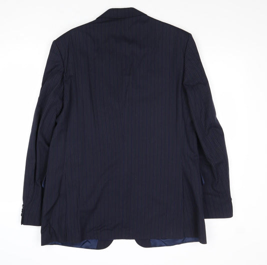 Charles Hobson Mens Blue Striped Wool Jacket Suit Jacket Size 40 Regular