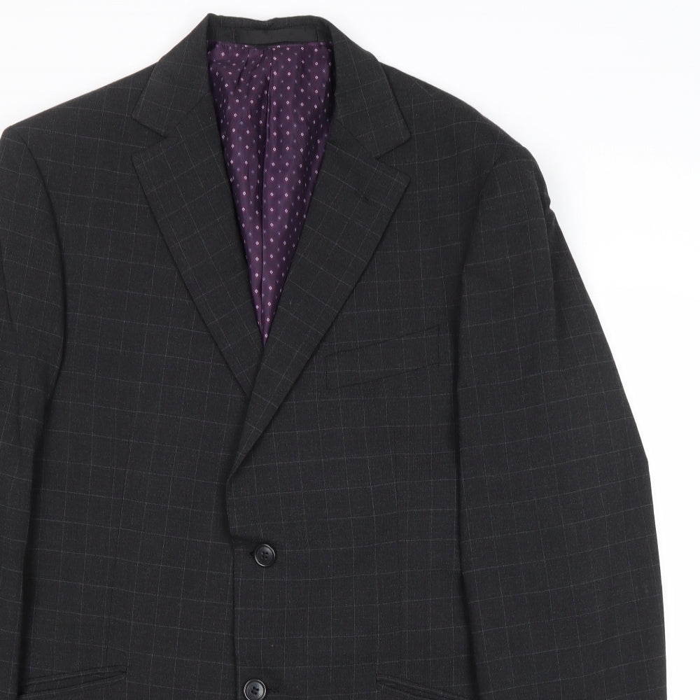 Marks and Spencer Mens Grey Striped Polyacrylate Fibre Jacket Suit Jacket Size 40 Regular