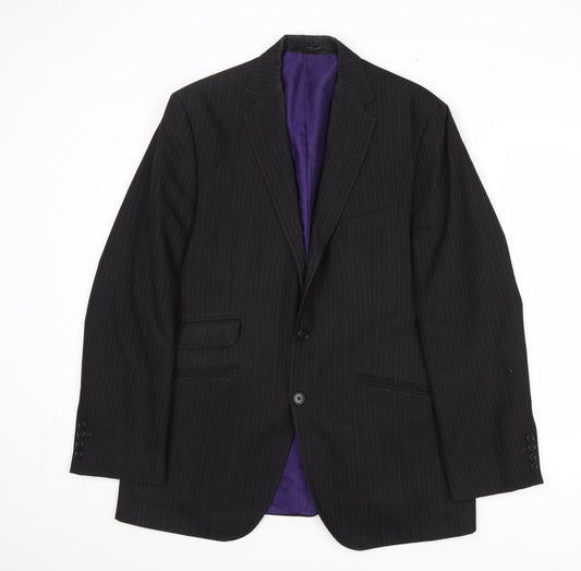 Impressions Mens Black Striped Wool Jacket Suit Jacket Size 40 Regular