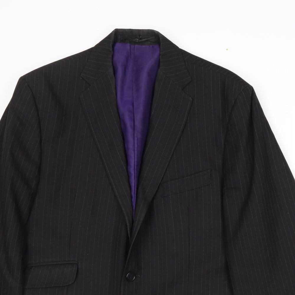 Impressions Mens Black Striped Wool Jacket Suit Jacket Size 40 Regular