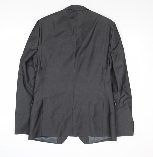 Burton Mens Grey Polyester Jacket Suit Jacket Size 40 Regular
