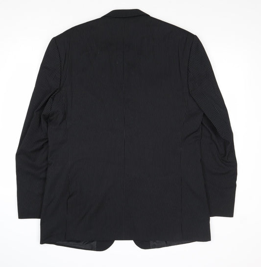Burton Mens Black Striped Polyester Jacket Suit Jacket Size 44 Regular