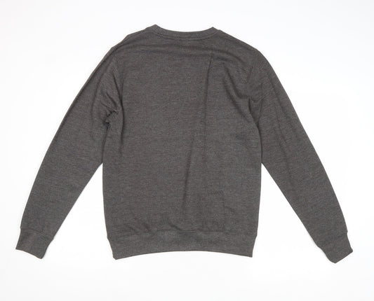 Just Hoods Mens Grey Cotton Pullover Sweatshirt Size S - Lights Out And It's Ho Ho Ho