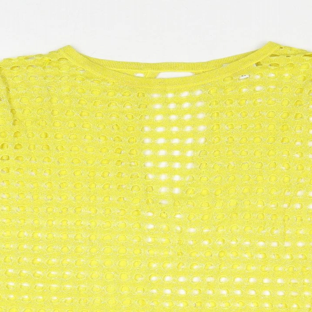 River Island Womens Yellow Round Neck Viscose Pullover Jumper Size XS