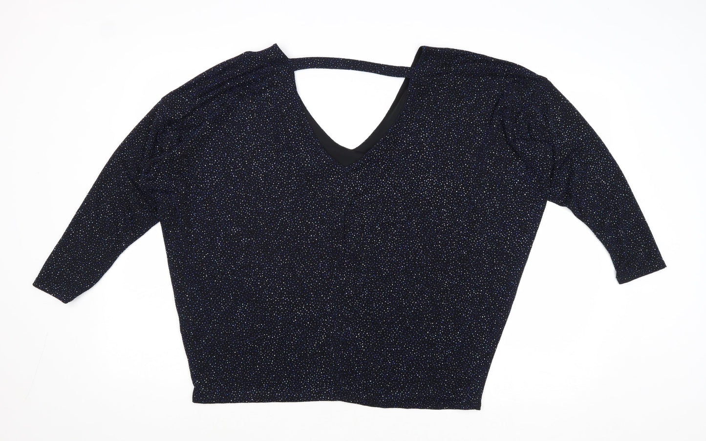Dorothy Perkins Womens Blue Geometric Nylon Basic Blouse Size 16 V-Neck