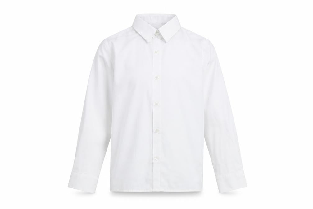 Marks and Spencer Boys White Polyester Basic Button-Up Size 8-9 Years Collared Button