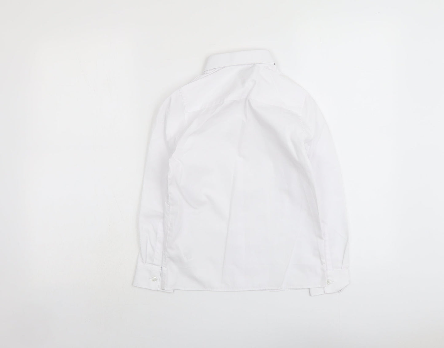 Marks and Spencer Boys White Polyester Basic Button-Up Size 8-9 Years Collared Button