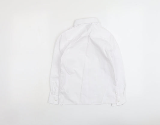 Marks and Spencer Boys White Polyester Basic Button-Up Size 8-9 Years Collared Button