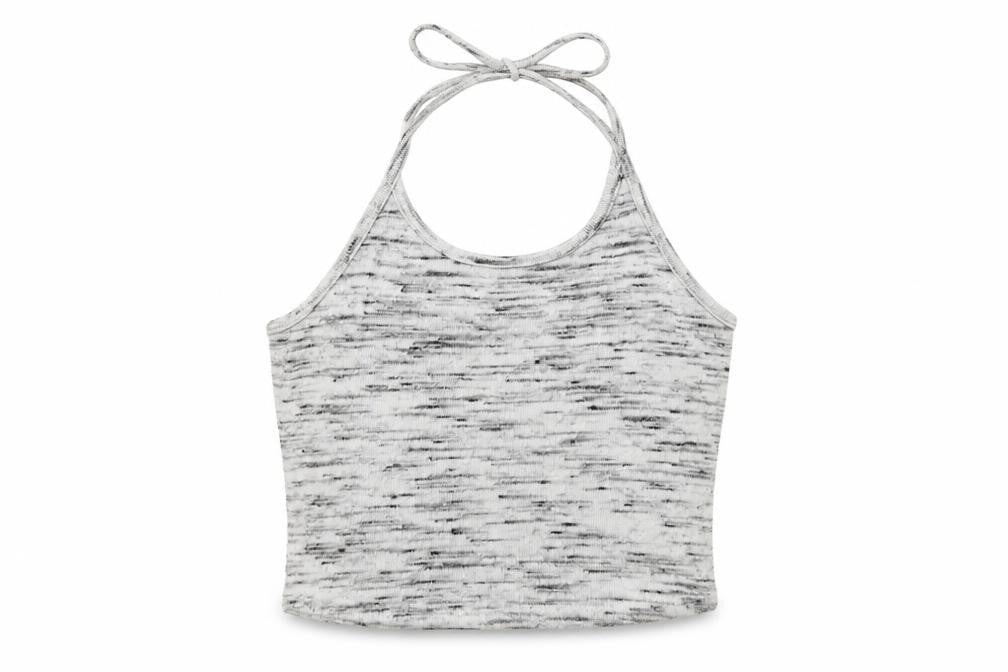 New Look Womens Grey Geometric Polyester Cropped Tank Size M Halter