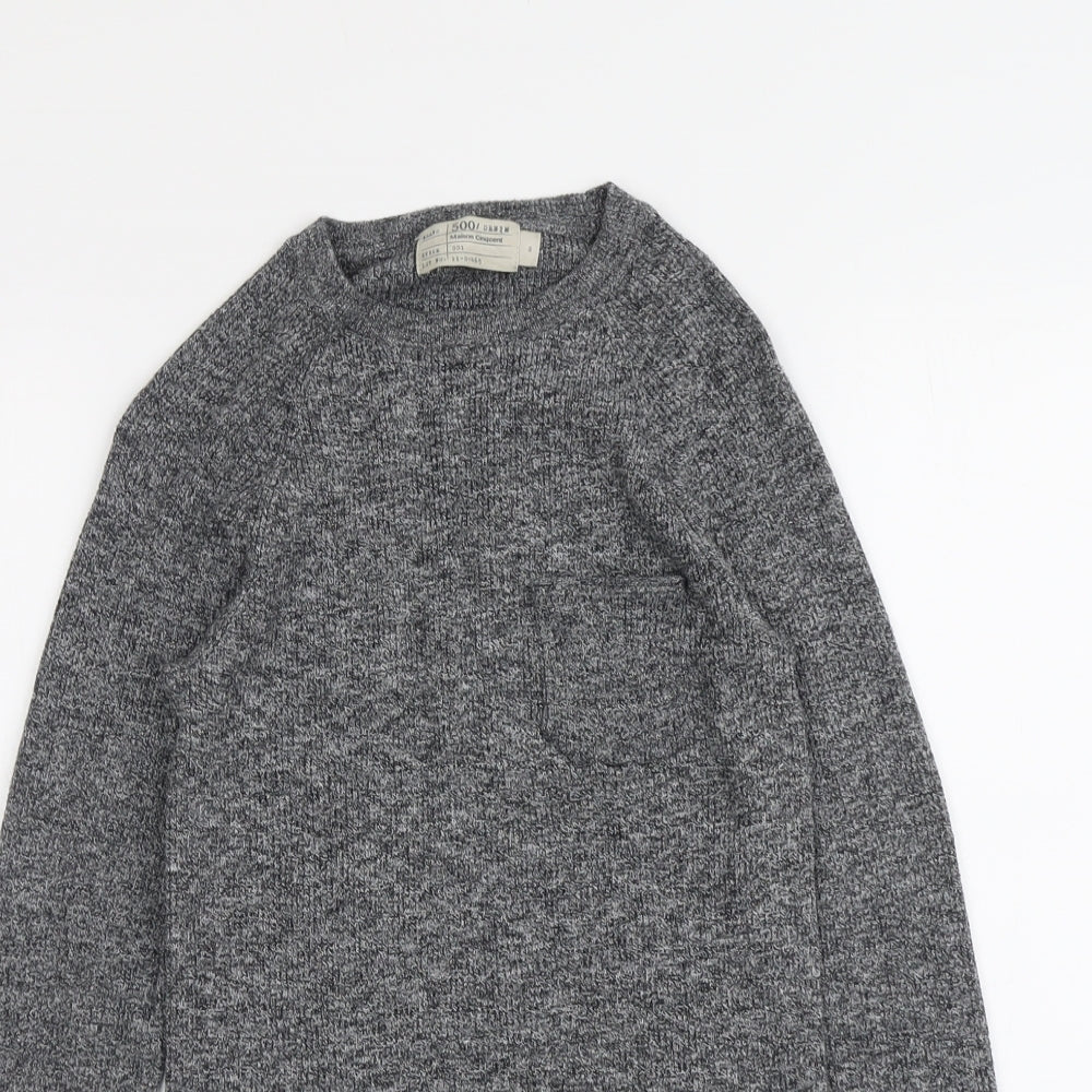Maison Cinqcent Womens Grey Round Neck Cotton Pullover Jumper Size S