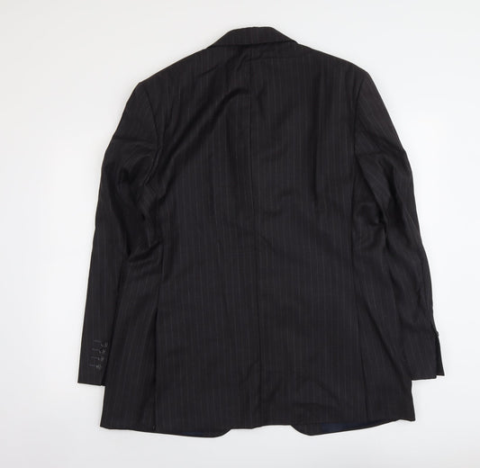 AsutiN Reed Mens Black Striped Wool Jacket Suit Jacket Size L Regular
