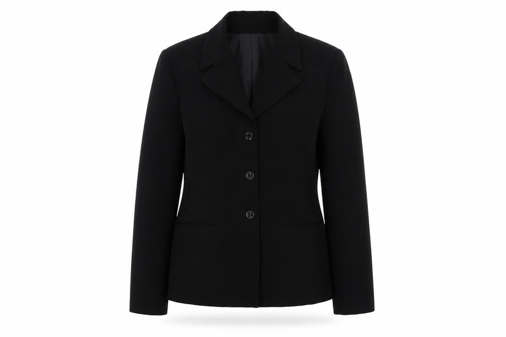 Front view of Cortelle women’s black polyester jacket suit jacket, size UK 14