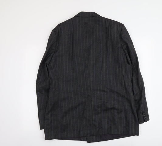 Hornes Mens Grey Striped Polyester Jacket Blazer Size L Regular