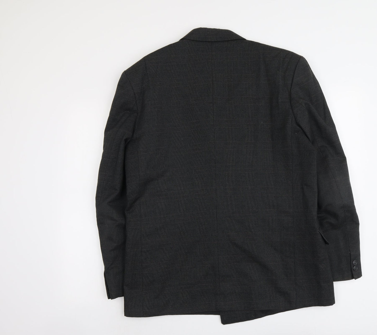 Marlowe Mens Grey Plaid Polyester Jacket Suit Jacket Size L Regular