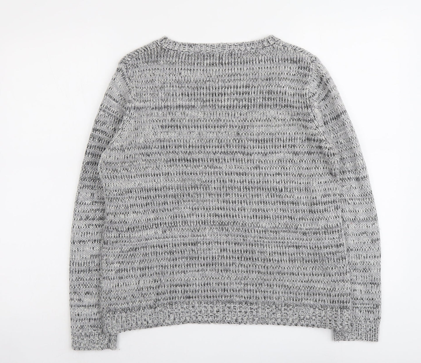 Select Womens Grey Round Neck Acrylic Pullover Jumper Size 12