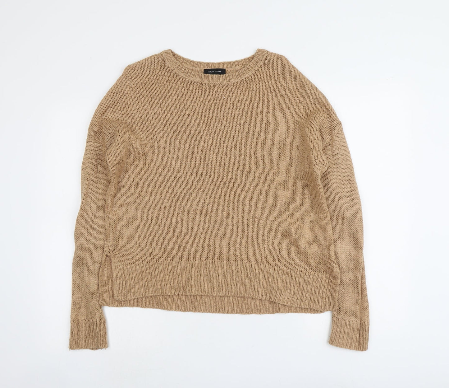 New Look Womens Beige Round Neck Acrylic Pullover Jumper Size M