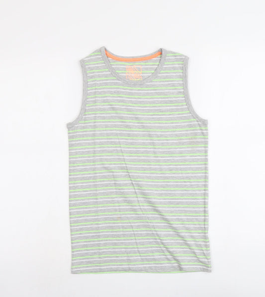 Urbn-Dept Boys Grey Striped Cotton Pullover Tank Size 12 Years Round Neck Pullover