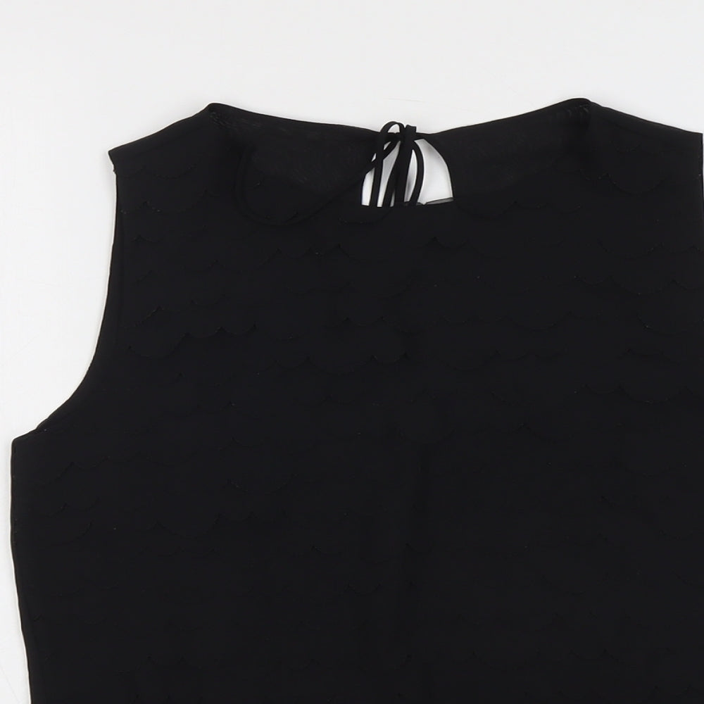 Max Studio Womens Black Polyester Basic Tank Size S Round Neck