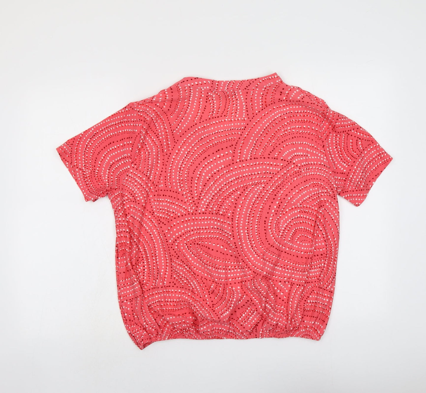AURA Womens Pink Geometric Polyester Basic Blouse Size XL V-Neck