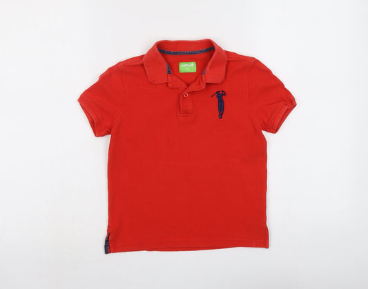 Bossini Boys Red Cotton Pullover Polo Size 6 Years Collared Button