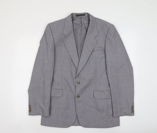 Burton Mens Grey Striped Polyester Jacket Suit Jacket Size M Regular