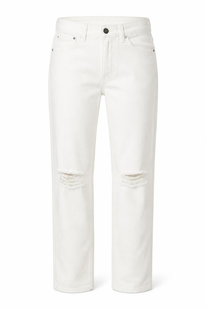 H&M Womens Ivory Cotton Straight Jeans Size 29 in L26 in Slim Button