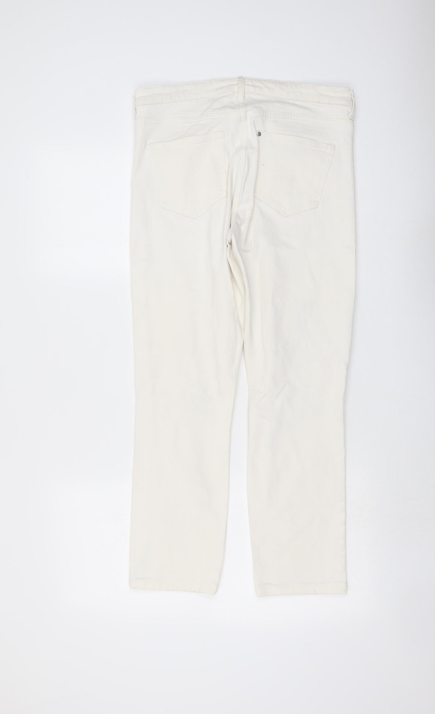 H&M Womens Ivory Cotton Straight Jeans Size 29 in L26 in Slim Button
