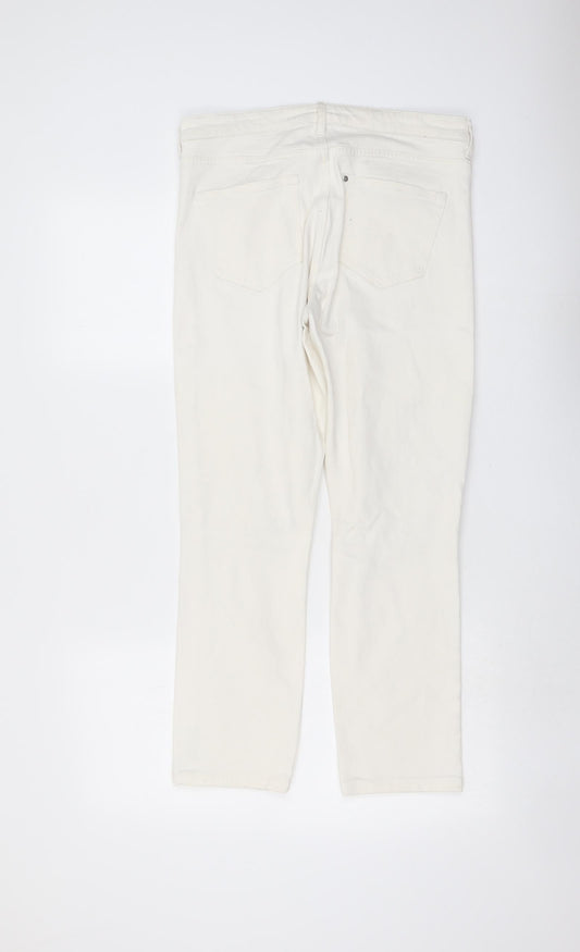 H&M Womens Ivory Cotton Straight Jeans Size 29 in L26 in Slim Button