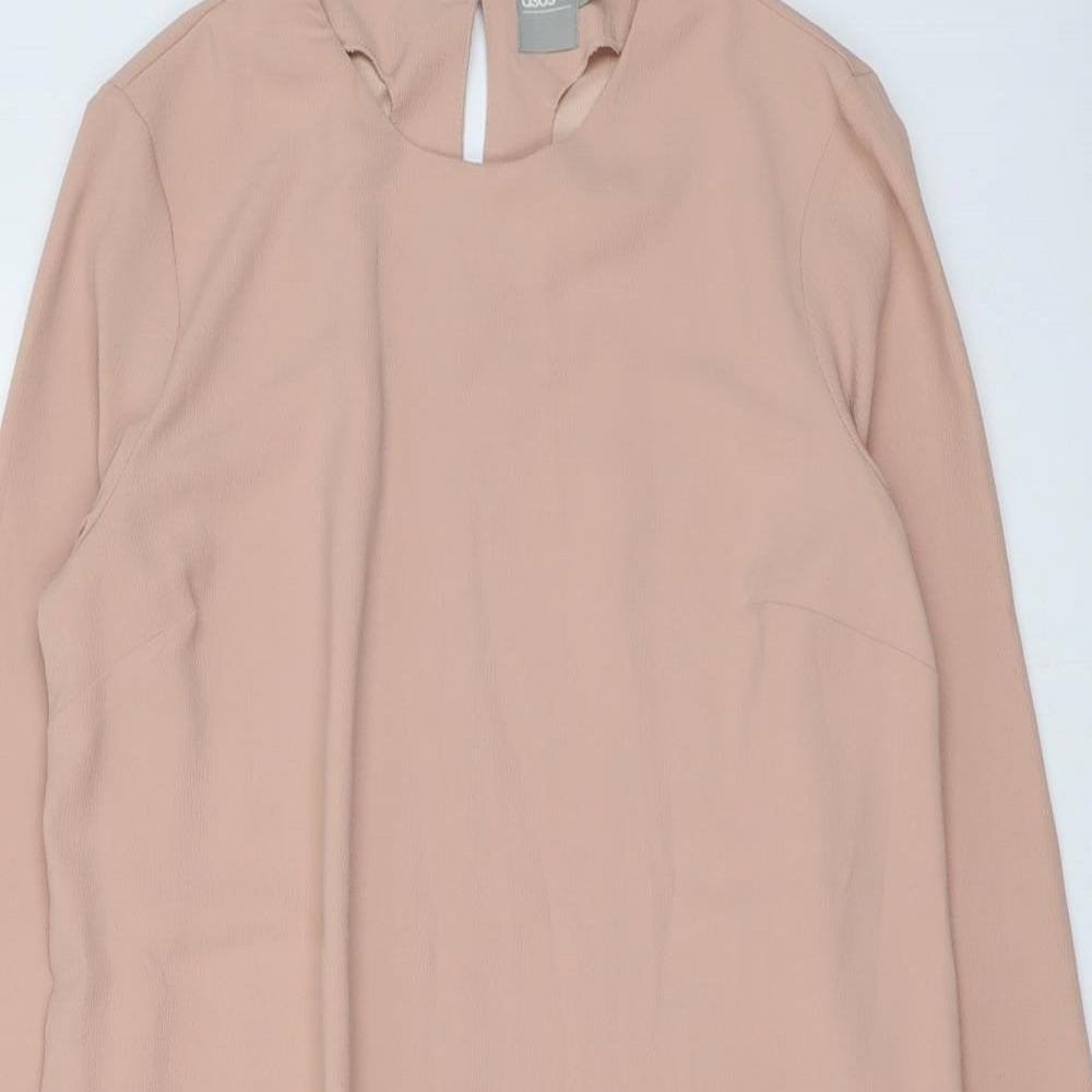 ASOS Womens Pink Polyester Trapeze & Swing Size 12 Round Neck Button