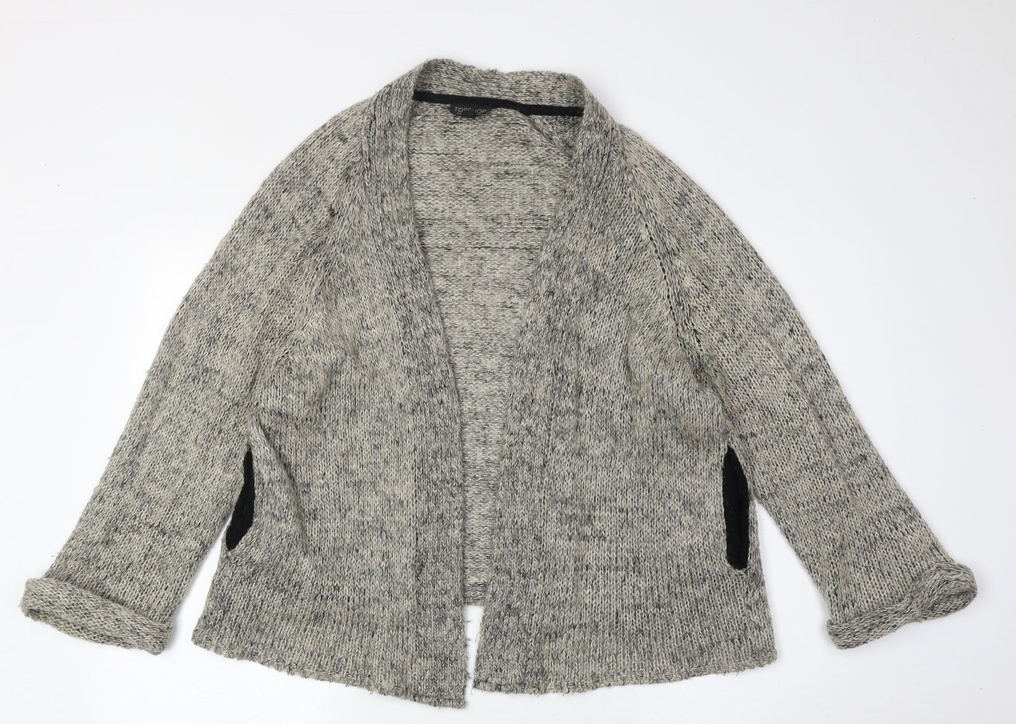 Topshop Womens Beige V-Neck Acrylic Cardigan Jumper Size 12