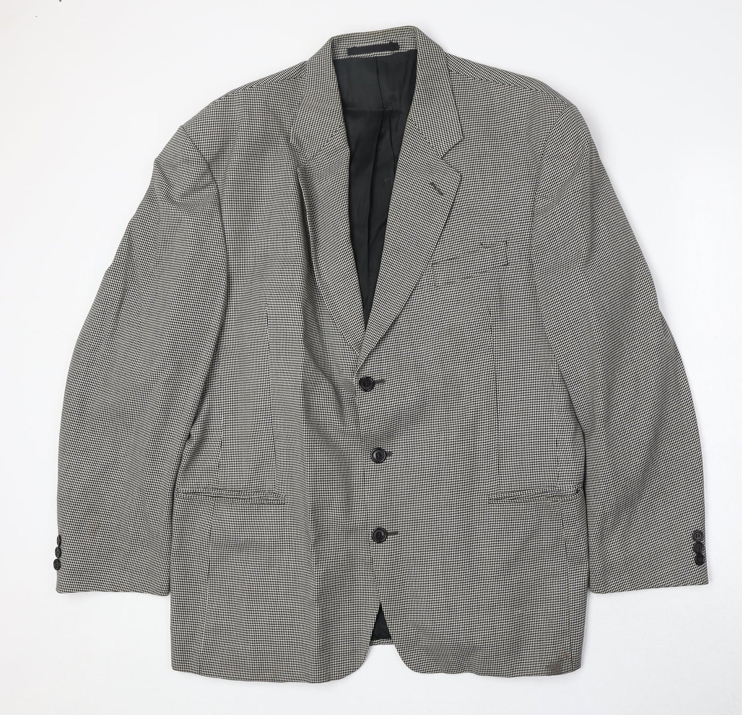 Burton Mens Beige Geometric Polyester Jacket Blazer Size 44 Regular
