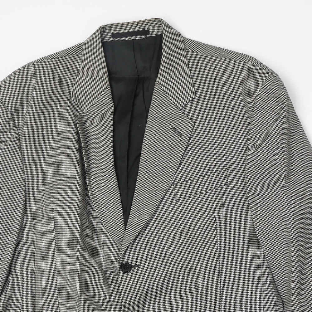 Burton Mens Beige Geometric Polyester Jacket Blazer Size 44 Regular
