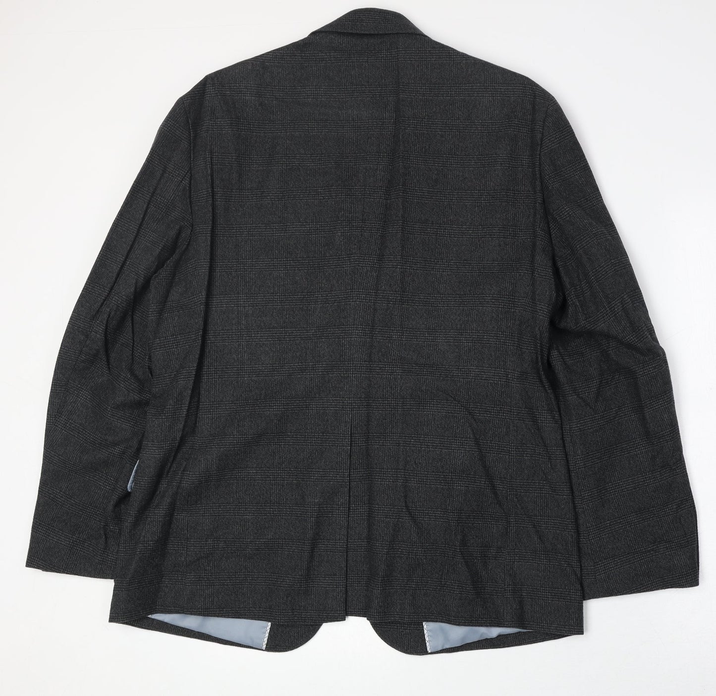 Marks and Spencer Mens Grey Plaid Cotton Jacket Suit Jacket Size 42 Regular