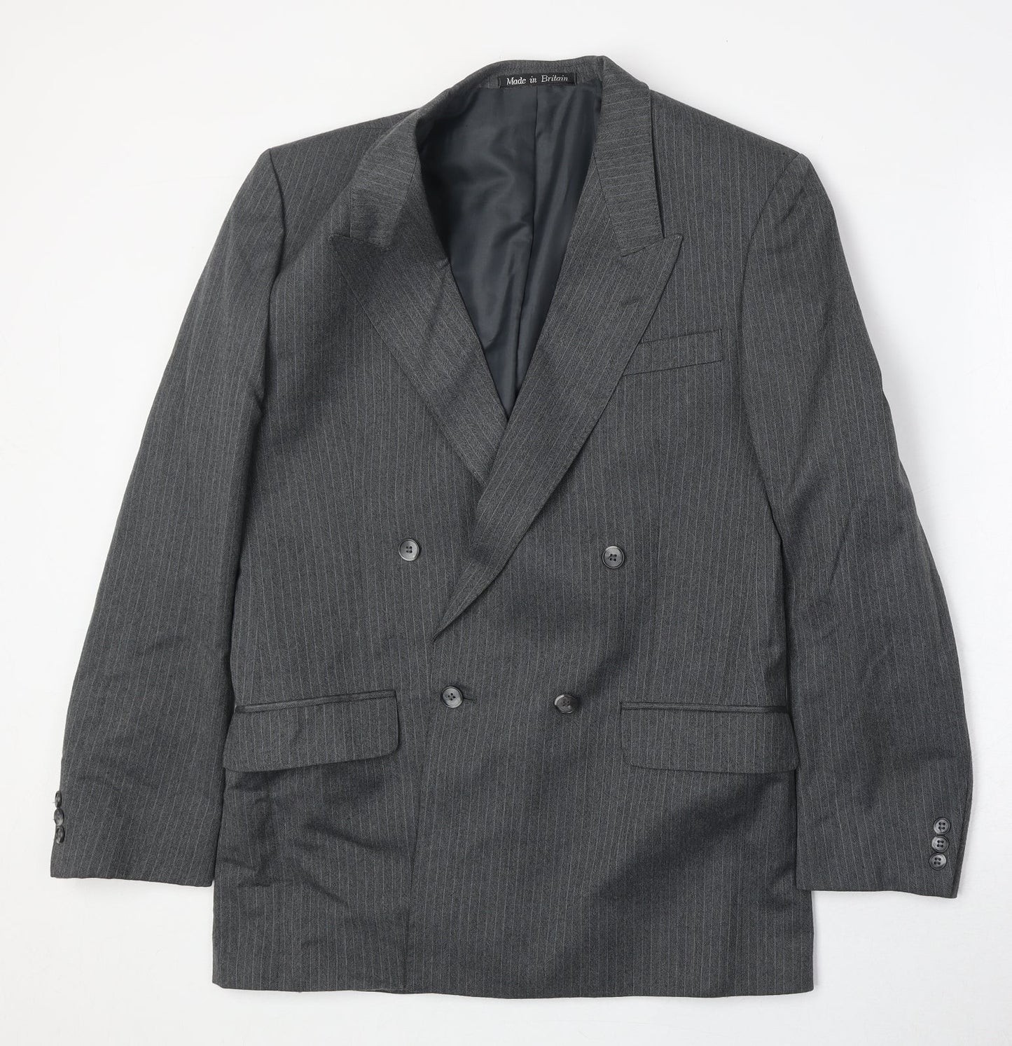 Dunn & Co Mens Grey Striped Wool Jacket Suit Jacket Size 40 Regular