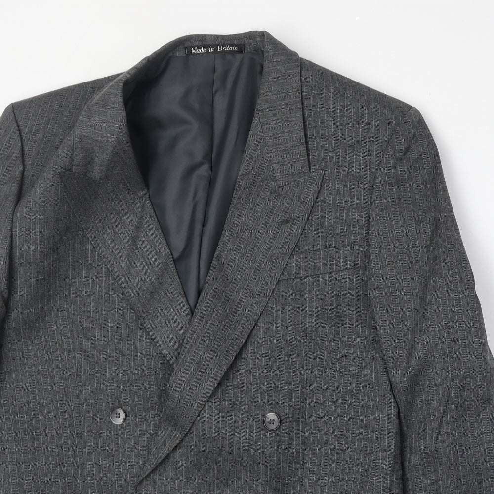 Dunn & Co Mens Grey Striped Wool Jacket Suit Jacket Size 40 Regular